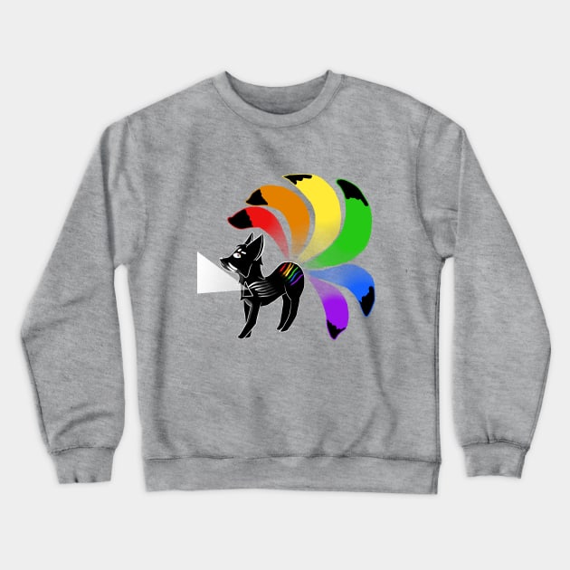 Prism Kitsune (solid black fill) Crewneck Sweatshirt by VixenwithStripes